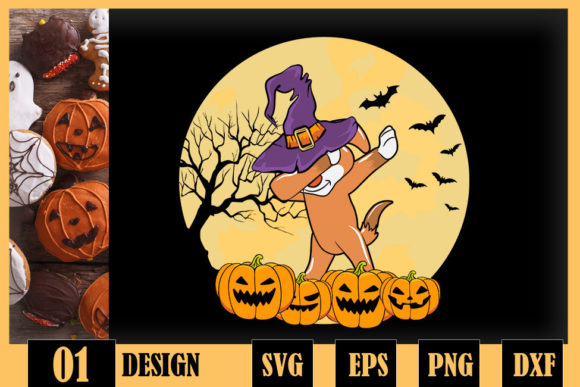 Dabbing Dog Halloween Dab Pet Hat Witch Graphics in Crafts