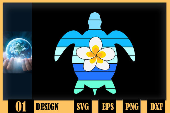 Hawaiian Sea Turtle Flower Hawaii Vibes Graphics for Crafts