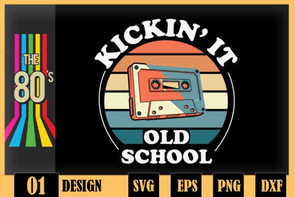 Kickin It Old School Retro 80s Cassette Graphics for Crafts