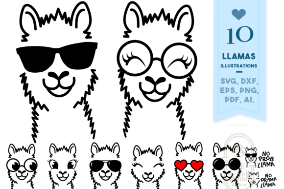 Llamas Graphics for Crafts and Modern Blog Design