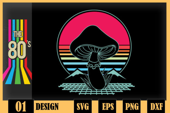 Mushroom Hunter Retro 80s Style Fungi Graphics for Crafts