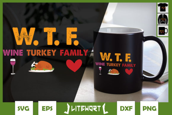 Wine Turkey Family Graphics for Crafts and Branding